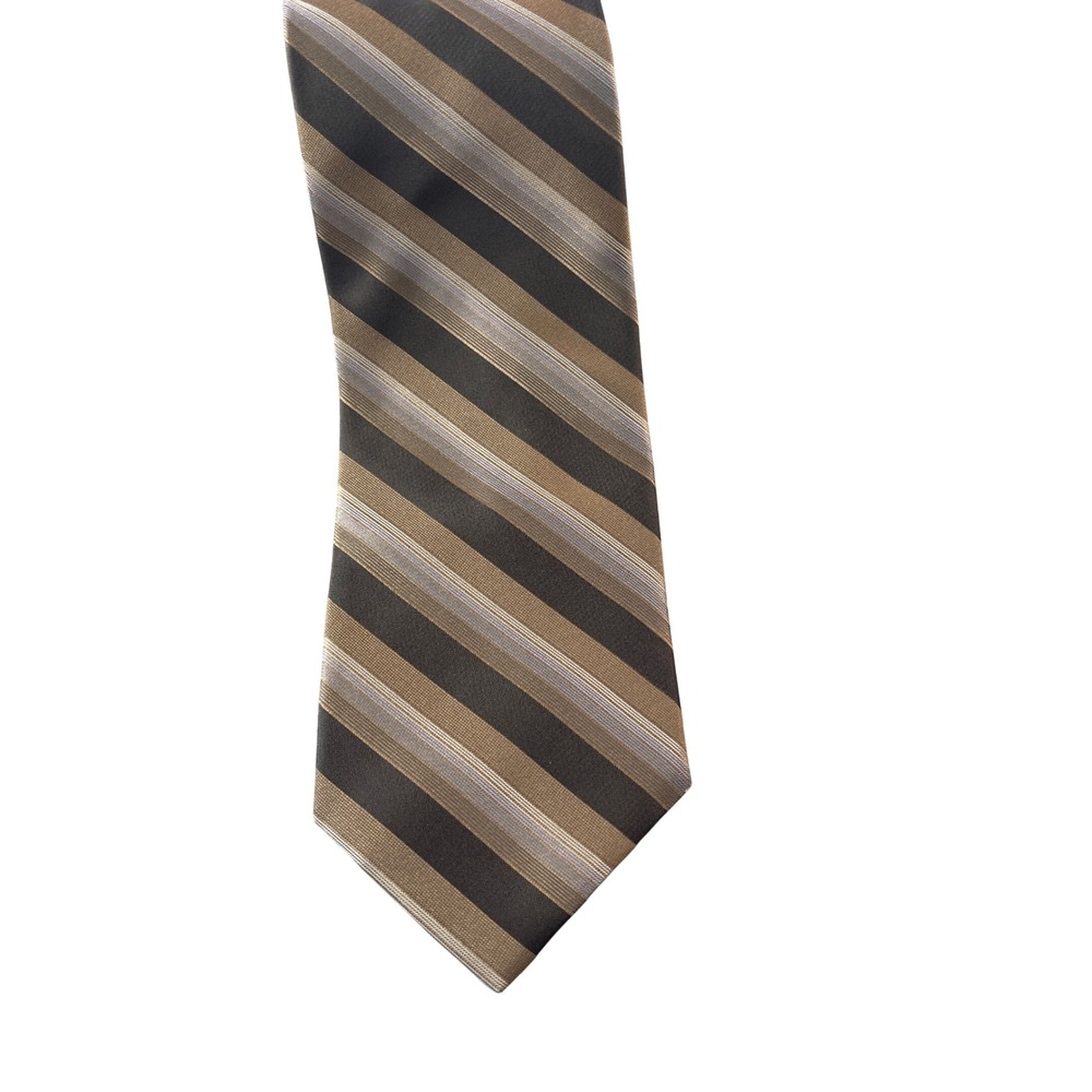 Joseph Abboud Mens Necktie Brown‎ Striped Silk Business Career Professional
